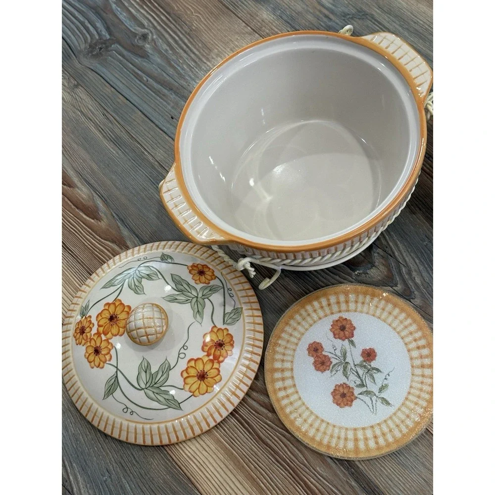 Temp-Tations Presentable Ovenware  by Tara bowls, Trivets, Covers  Old World Set